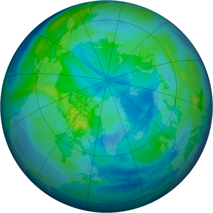 Arctic ozone map for 27 October 1992